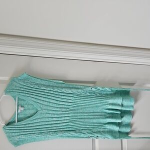 New York & Company Mint Green Ribbed Knit Dress